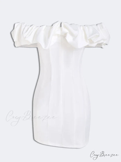 Satin Ruffled Stylish Strapless Mini Dress