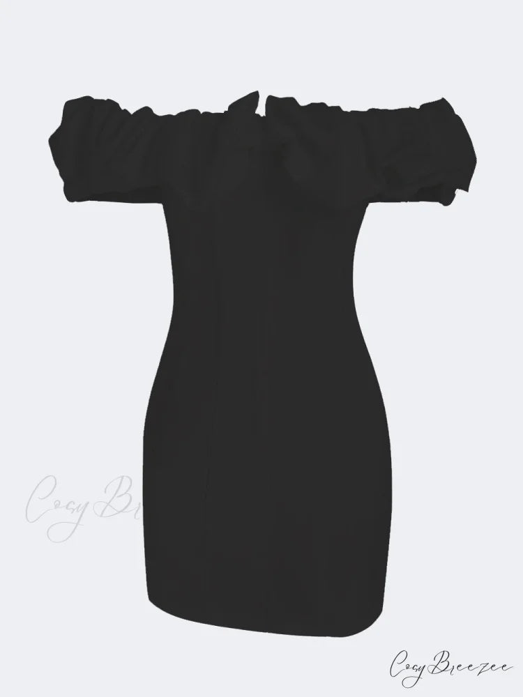 Satin Ruffled Stylish Strapless Mini Dress