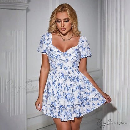 Satin Sleeveless Mini Trendy Sexy Reveal Dress Blue and white / XS