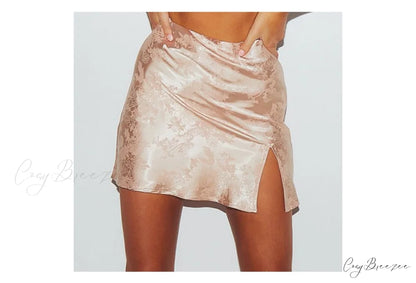 Satin Split Stylish Mini Skirt