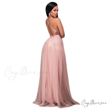 Saylor Formal Double Charming Slit Tulle Dress