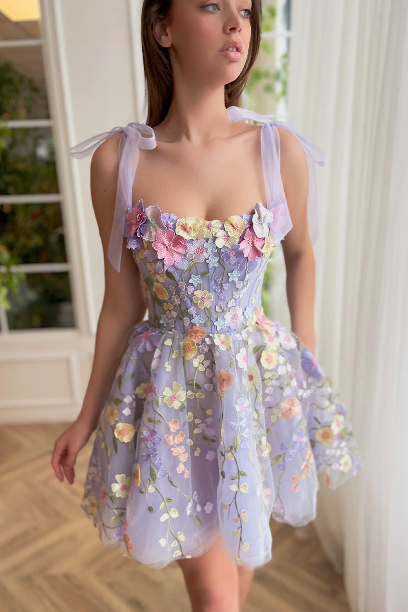 Seasons of Love 3D Modern Floral Embroidered Mini Dress