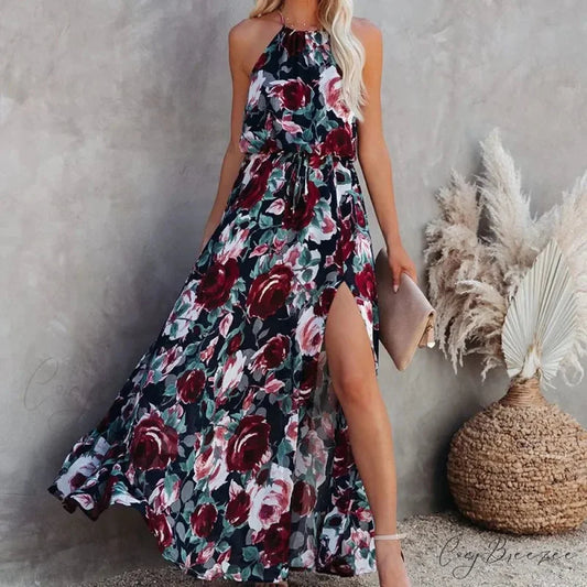 Seductive Halter Floral Party Sundress oldfloraldress-250126