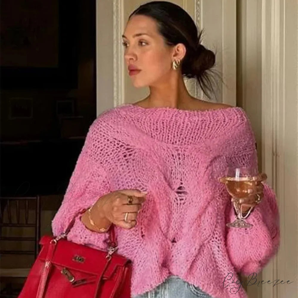 See-through Casual Loose Y2K Knitted Sweater swraters-241228