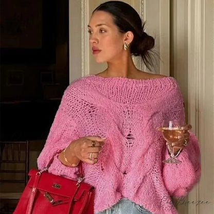 See-through Casual Loose Y2K Knitted Sweater swraters-241228