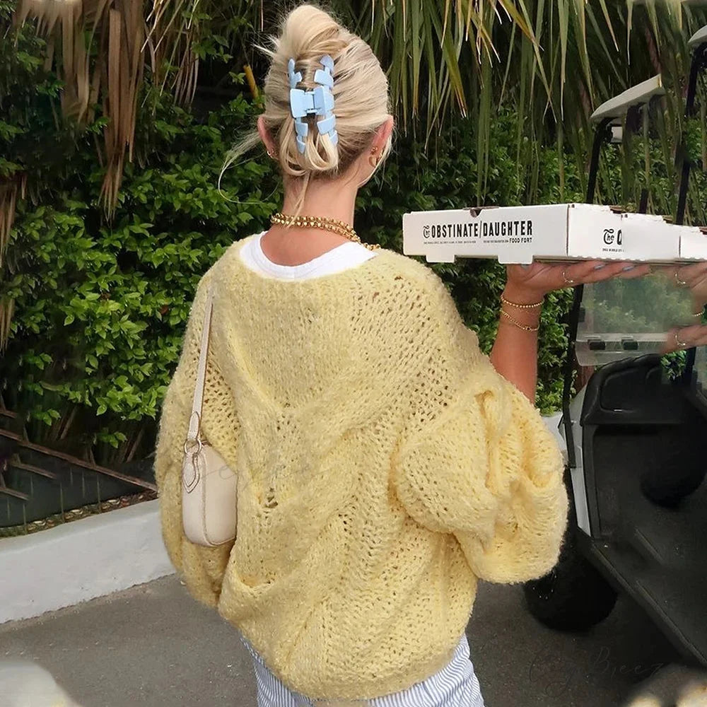 See-through Casual Loose Y2K Knitted Sweater swraters-241228