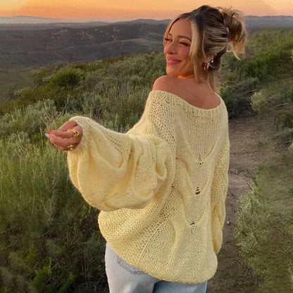 See-through Casual Loose Y2K Knitted Sweater swraters-241228