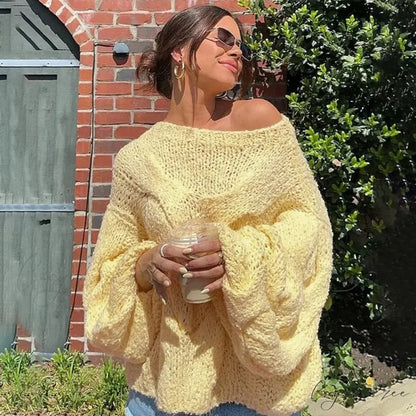 See-through Casual Loose Y2K Knitted Sweater swraters-241228