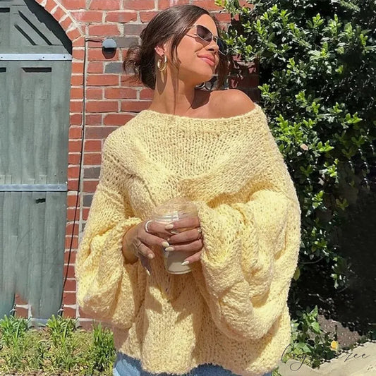 See-through Casual Loose Y2K Knitted Sweater swraters-241228