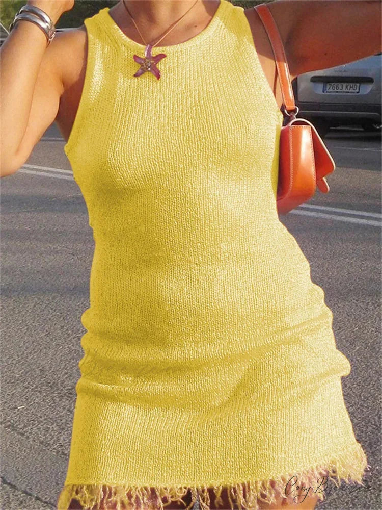 See-Through Hollow-Out Mini Dress minidress-250223