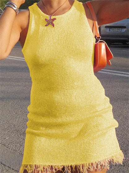 See-Through Hollow-Out Mini Dress minidress-250223
