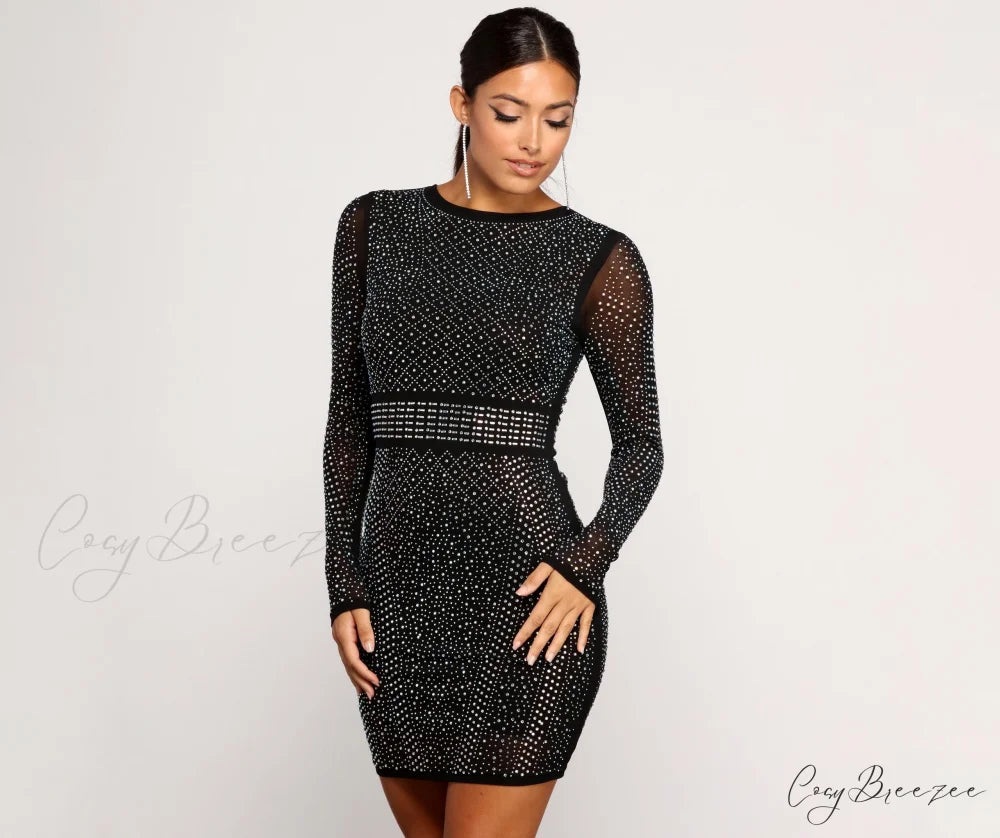 Seemingly Stunning Stylish Mini Dress BLACK / XS