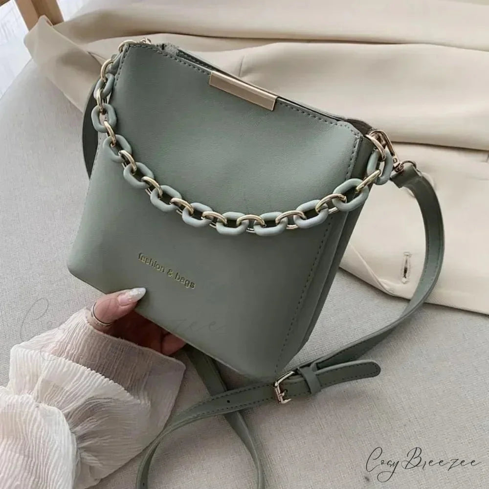 Senior Leather Chain Bucket Shoulder Crossbody crossbody-250126