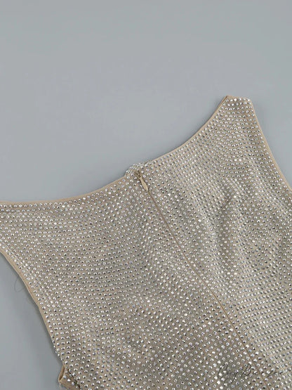Sequin Flower Details Cut Graceful Out Bodycon Mini Dress