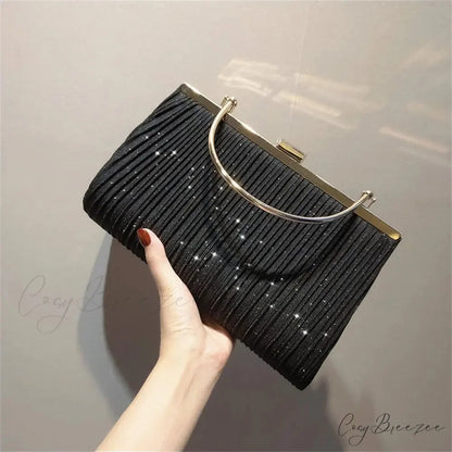 Sequin Moon Evening Clutch Bag Shoulder Bag Black clutchbag-250126