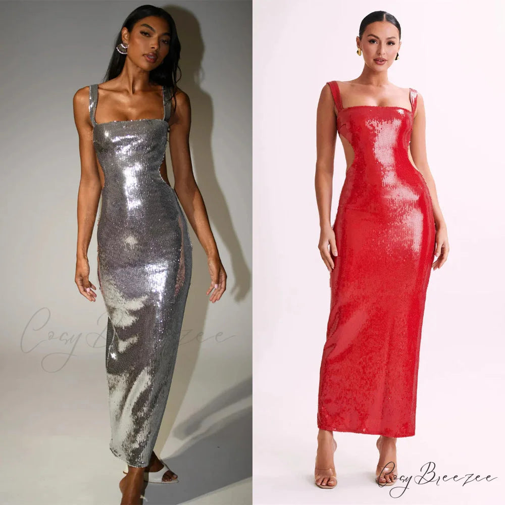 Sequin Open-Back Slim Fit Slit Prom Dress promdress-250223
