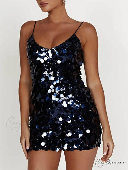 Sequin Strap Stylish Party Mini Dress
