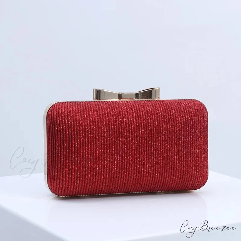 Sequined Banquet Evening Clutch Red wristlet-250126