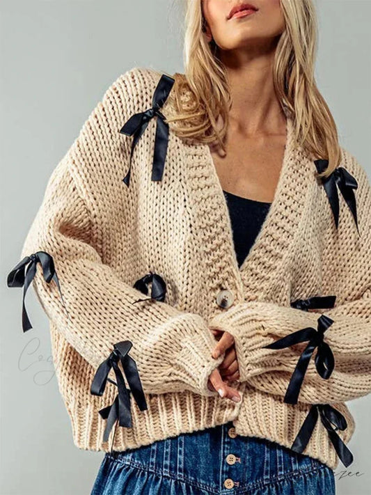 Sequined V-neck Knit Cardigan cardigans-241228