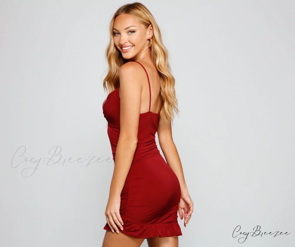 Set It Off Charming Ruffled Bodycon Dress