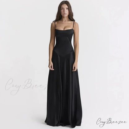 Sexy Bandage Lace Up Sleeveless Party Robe Maxi Dress Black / XS
