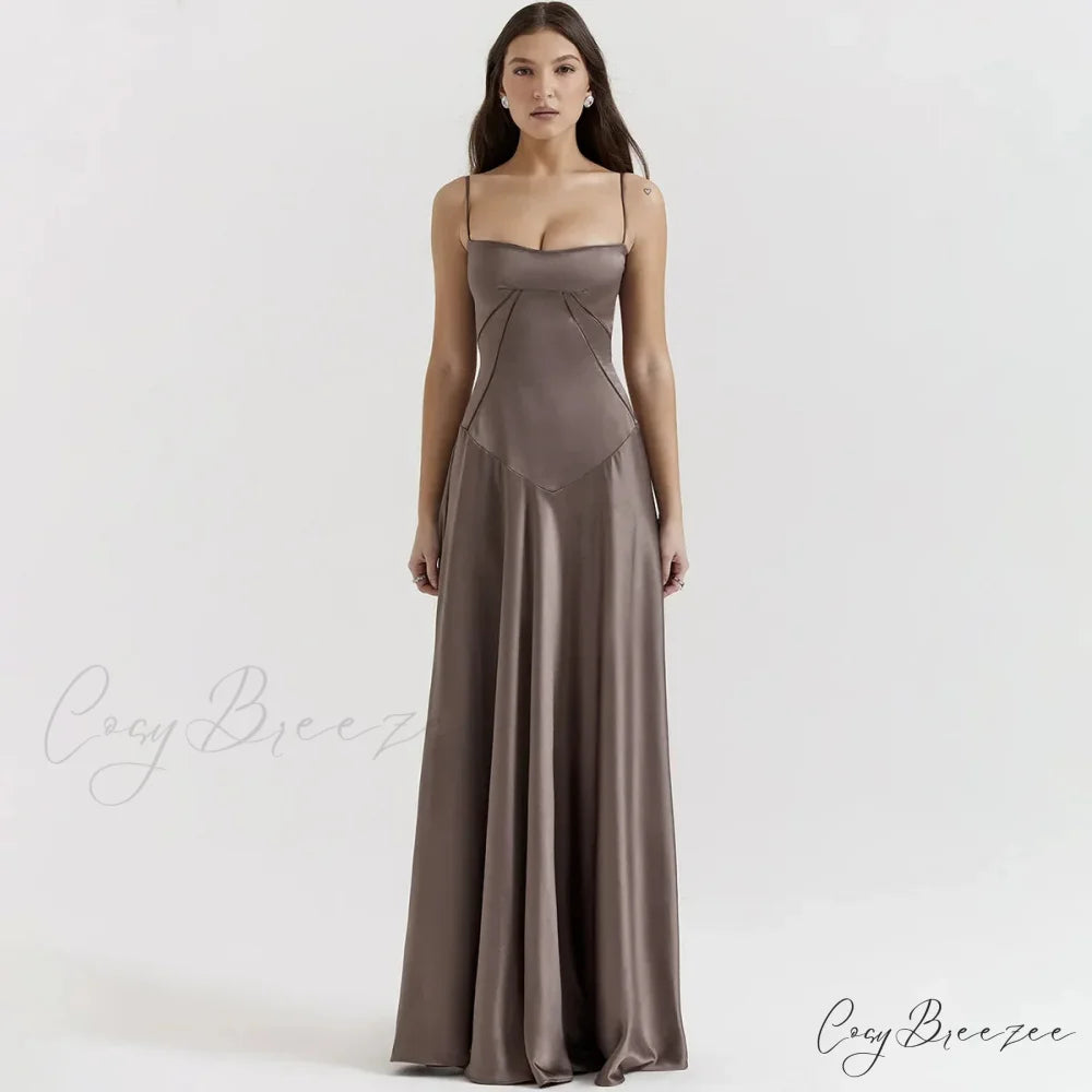 Sexy Bandage Lace Up Sleeveless Party Robe Maxi Dress GRAY / XS
