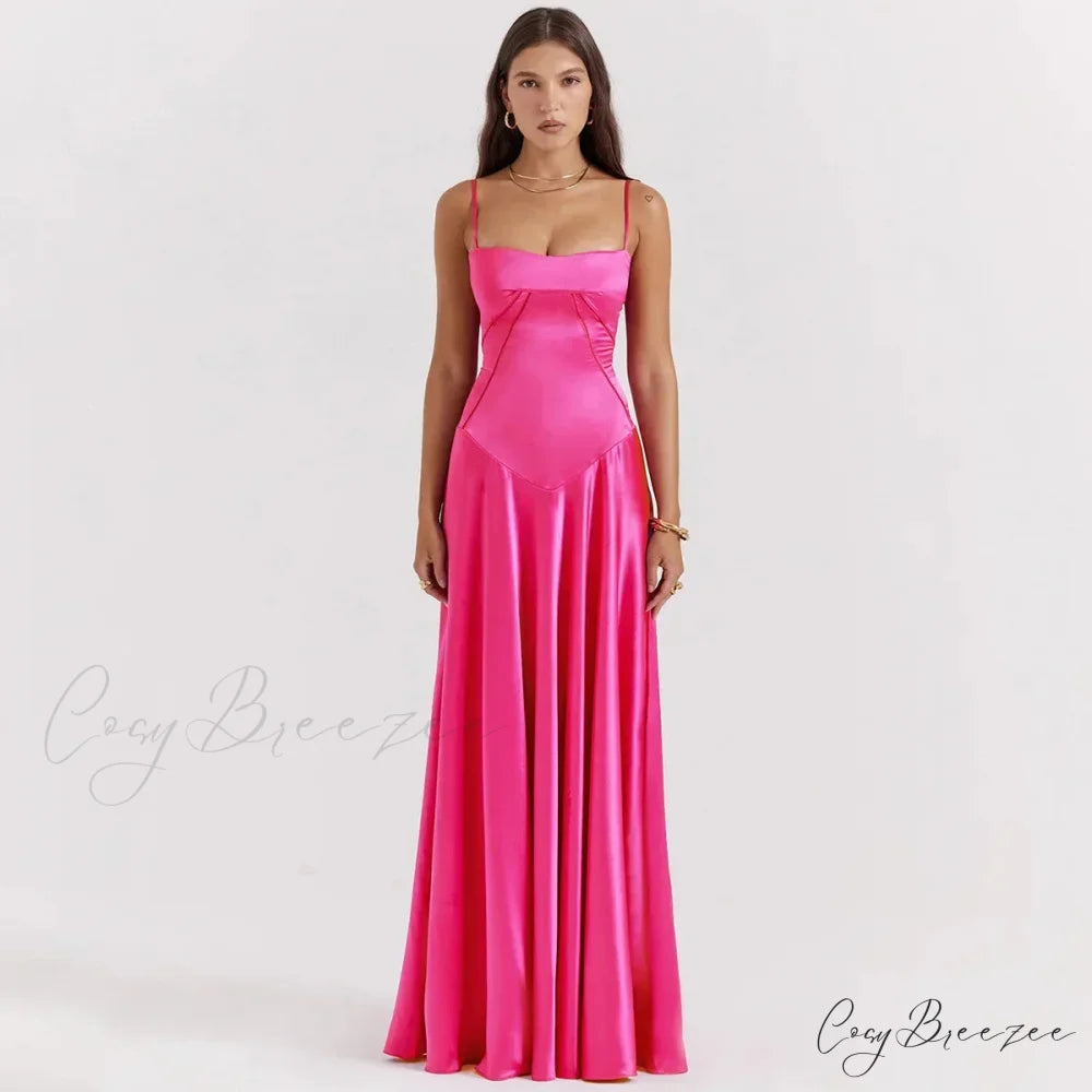Sexy Bandage Lace Up Sleeveless Party Robe Maxi Dress RED / XS