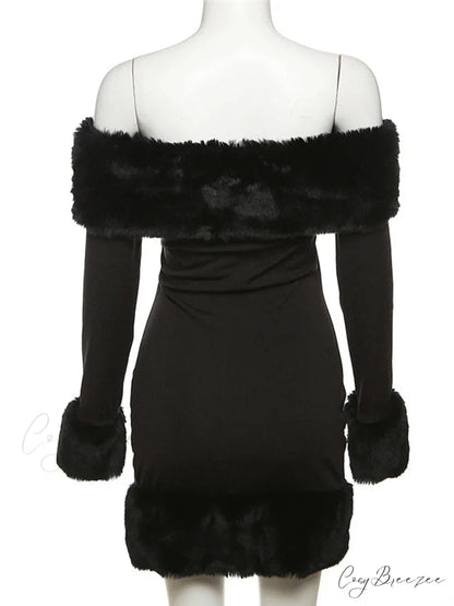 Sexy Elegant Fluffy Glamorous Strapless Mini Christmas Party Dress