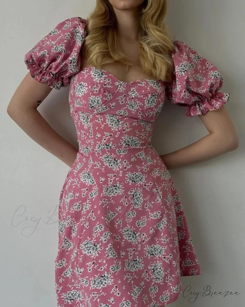 Sexy Floral Print Wrap Dress Pink / S oldfloraldress-250126