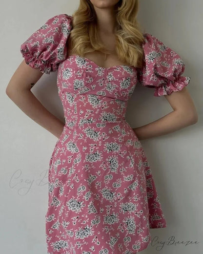 Sexy Floral Print Wrap Dress Pink / S oldfloraldress-250126