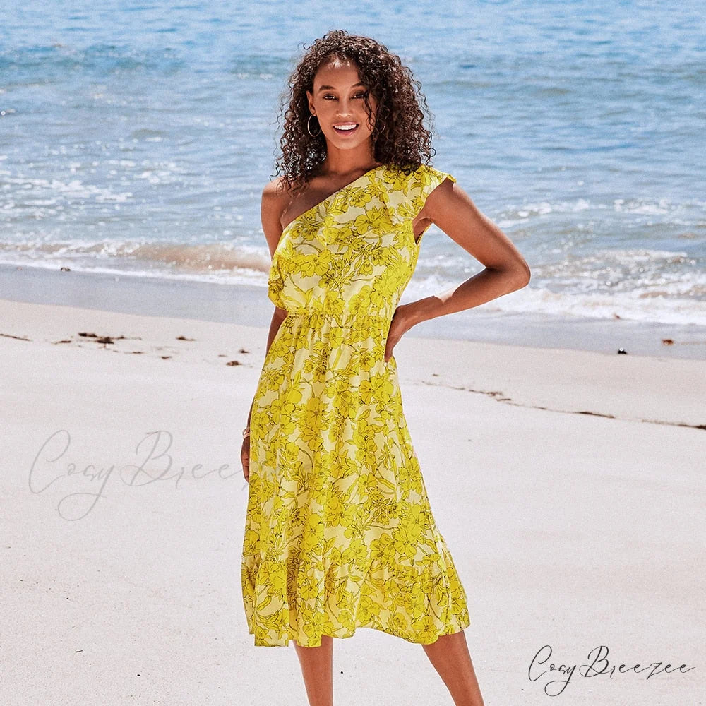 Sexy Green Tropical Leaf Beach Holiday Dress CSN0021EG / L