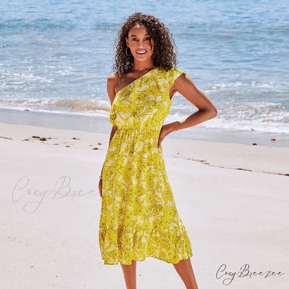 Sexy Green Tropical Leaf Beach Holiday Dress CSN0021EG / L