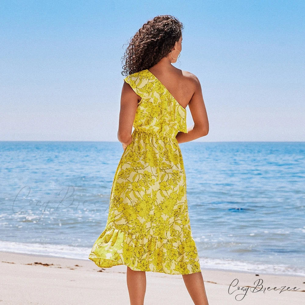 Sexy Green Tropical Leaf Beach Holiday Dress CSN0021EG / L