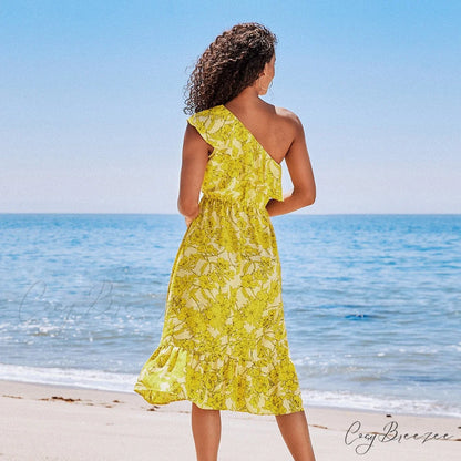 Sexy Green Tropical Leaf Beach Holiday Dress CSN0021EG / L
