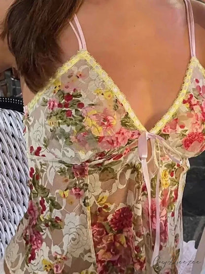Sexy Lace Sheer Floral V Neck Crop Top croptop-250126