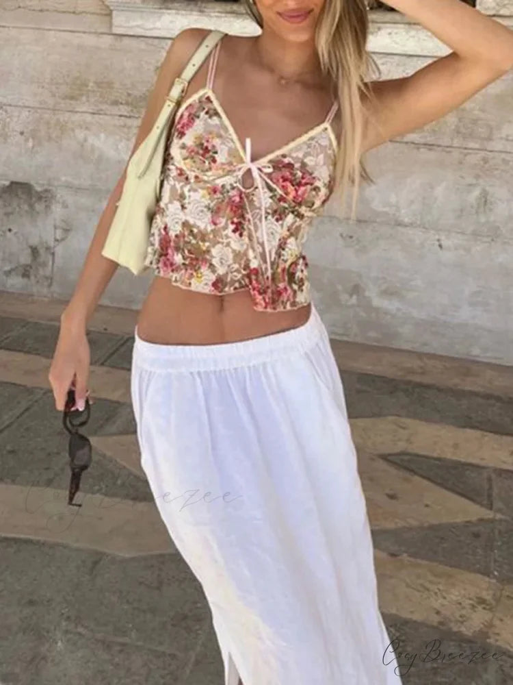 Sexy Lace Sheer Floral V Neck Crop Top croptop-250126