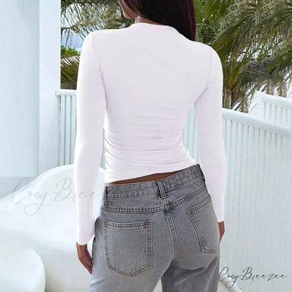 Sexy Low Chest Elegant T-shirt Sweater swraters-241228