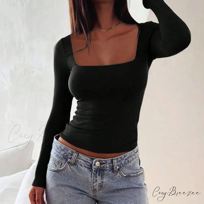 Sexy Low Chest Elegant T-shirt Sweater swraters-241228
