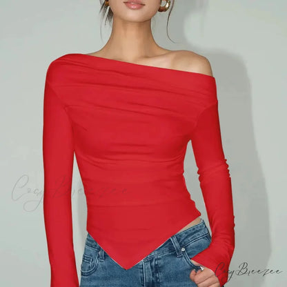 Sexy Off Shoulder Slim T-shirt Sweater swraters-241228