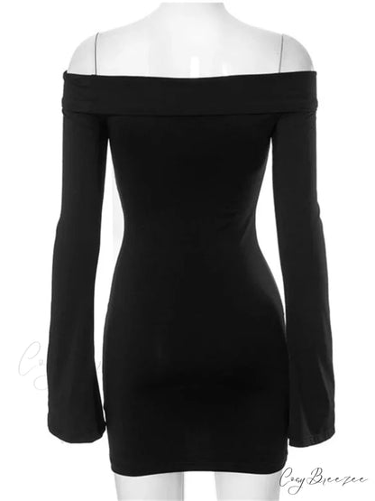 Sexy Slash Neck Off Shoulder Party Clubwear Mini Dress