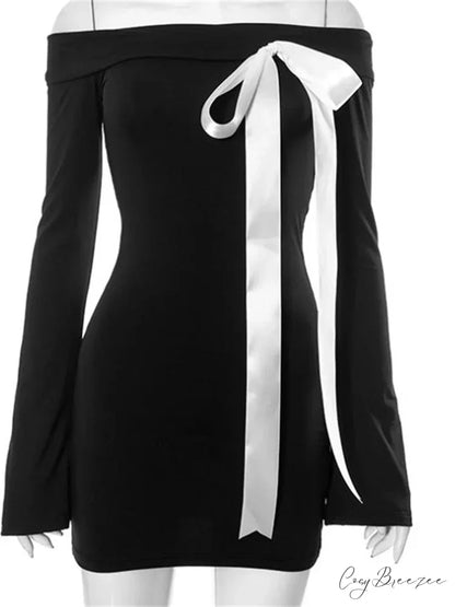Sexy Slash Neck Off Shoulder Party Clubwear Mini Dress