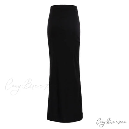 Sexy Tight Black Maxi Bodycon Thick Autumn Winter Long Package Skirt