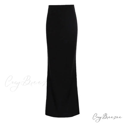 Sexy Tight Black Maxi Bodycon Thick Autumn Winter Long Package Skirt