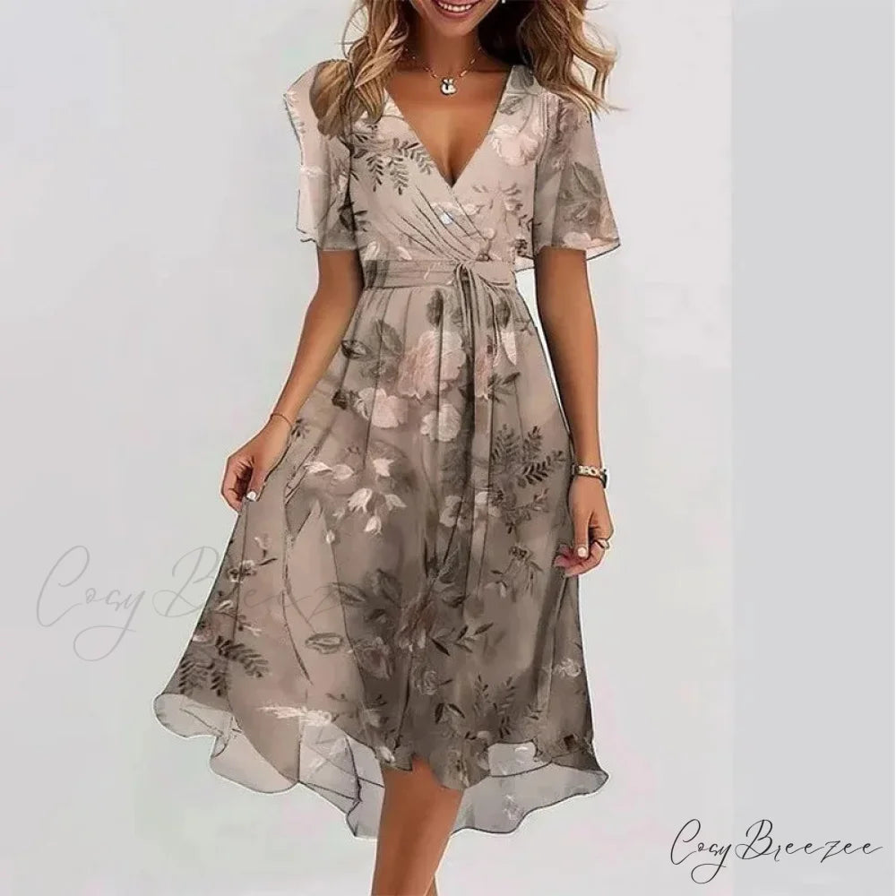 Sexy V-neck Floral Swing Dress oldfloraldress-250126