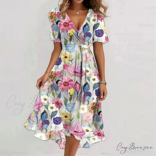 Sexy V-neck Floral Swing Dress oldfloraldress-250126