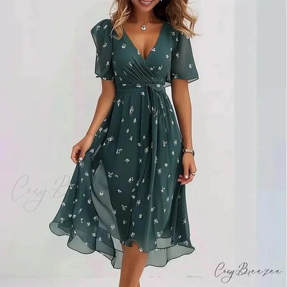 Sexy V-neck Floral Swing Dress oldfloraldress-250126