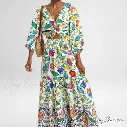 Sexy Waist Cinching Floral Dress oldfloraldress-250126