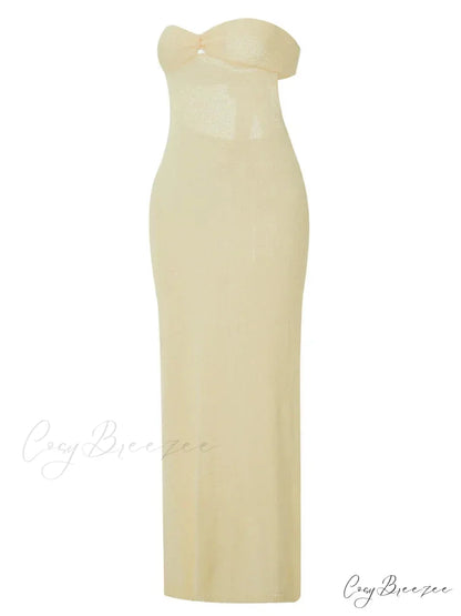 Sexy Women Knitted Tube Strapless Off Shoulder Solid Summer Tie-up Backless Beach Female Vestidos