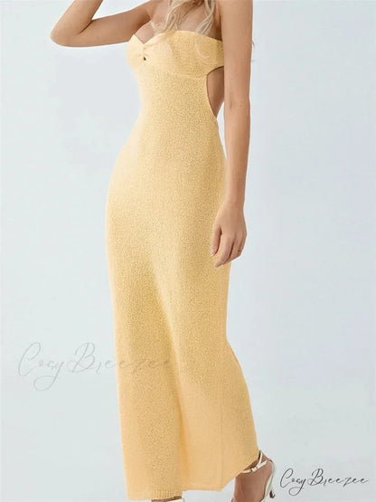 Sexy Women Knitted Tube Strapless Off Shoulder Solid Summer Tie-up Backless Beach Female Vestidos