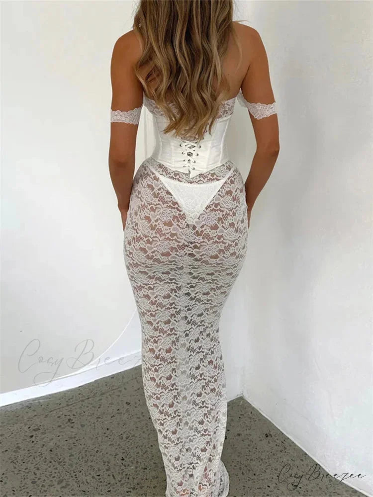 Sexy Women Lace Party Strapless Backless Patchwork See Through Black Slim Cocktail Vestidos New